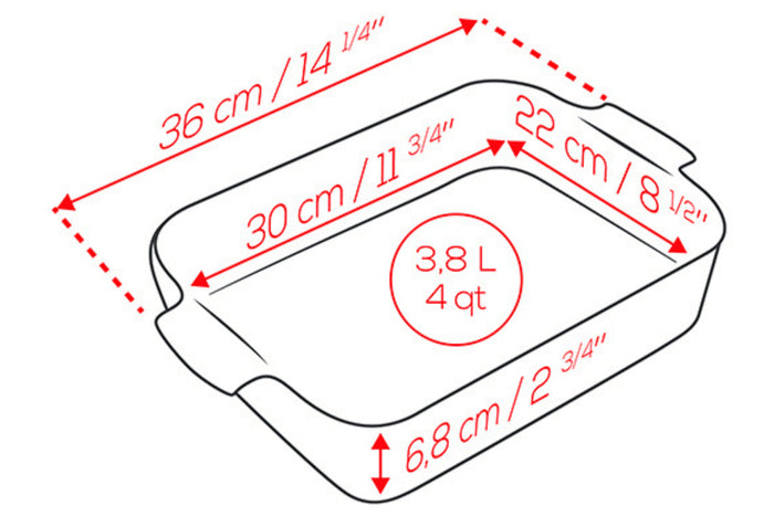 Plat four rectangle Peugeot Appolia en céramique rouge 30x22x6,8cm