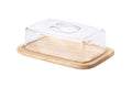 Plateau à fromage rectangulaire avec cloche Continenta en bois d'hévéa 30x20x8,5cm