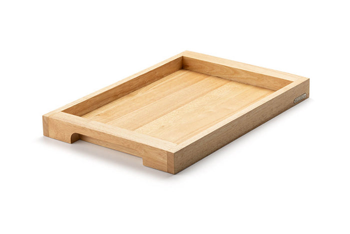 Plateau de service avec poignées Continenta en bois d'hévéa 59x40x4,3cm