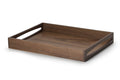 Plateau de service rectangulaire avec poignées Continenta en bois de noyer 49x35x6,3cm