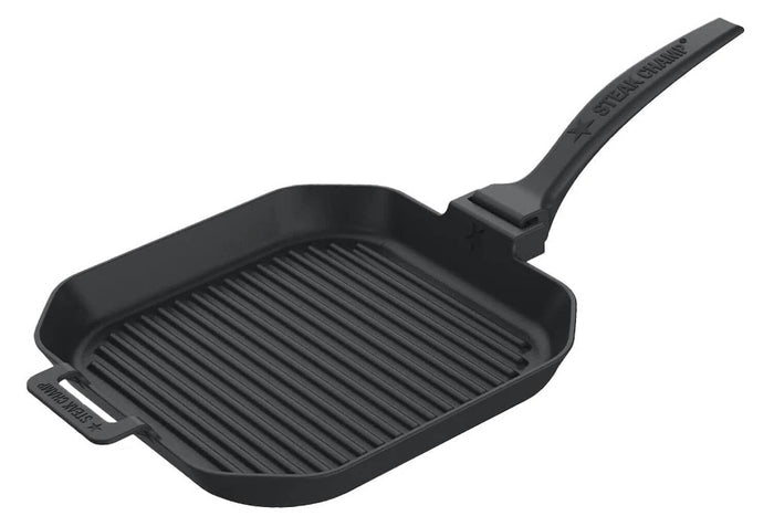 Poêle à griller Steak Champ en fonte 26x26x3,5cm