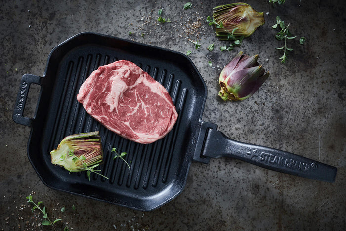 Poêle à griller Steak Champ en fonte 26x26x3,5cm