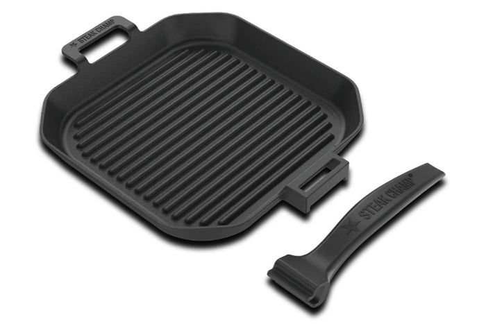 Poêle à griller Steak Champ en fonte 26x26x3,5cm