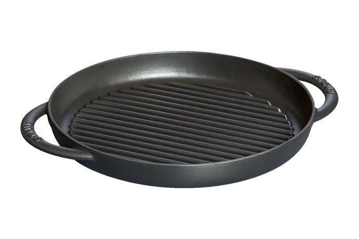 Poêle gril Staub Pure ronde en fonte émaillée noir mat - 26cm