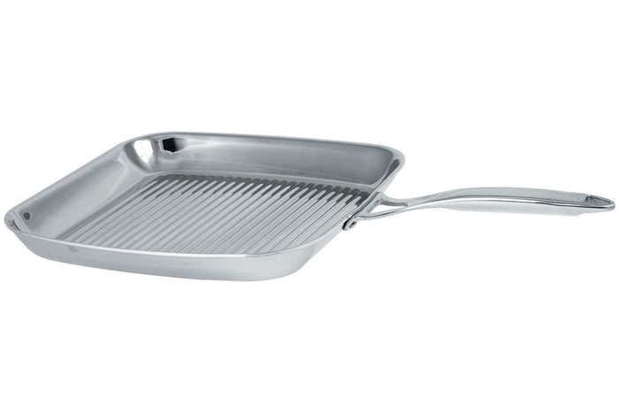 Poêle grill carrée 30x30cm Cristel Castel'Pro en acier inoxydable 18/10 3 ply
