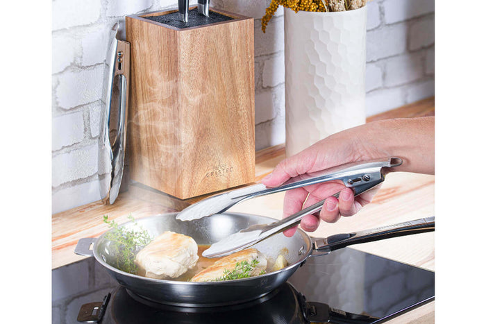 Poêle grill Cristel Castel'Pro inox + pince de service inox offerte - Exclusivité