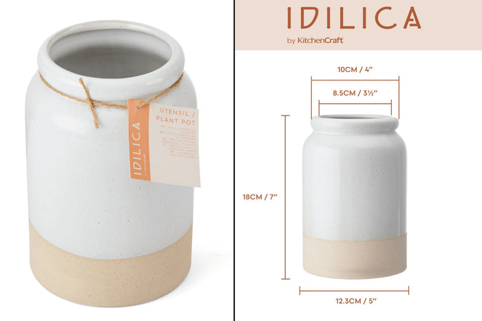 Porte-ustensiles KitchenCraft Idilica en grès crème