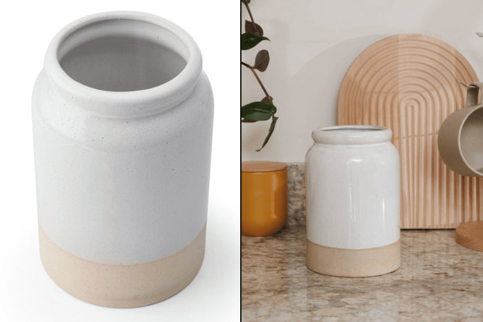 Porte-ustensiles KitchenCraft Idilica en grès crème