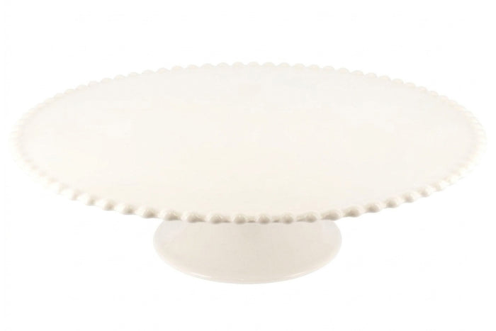 Présentoir à gâteau sur pied Patisdécor en céramique avec bord perlé 31cm