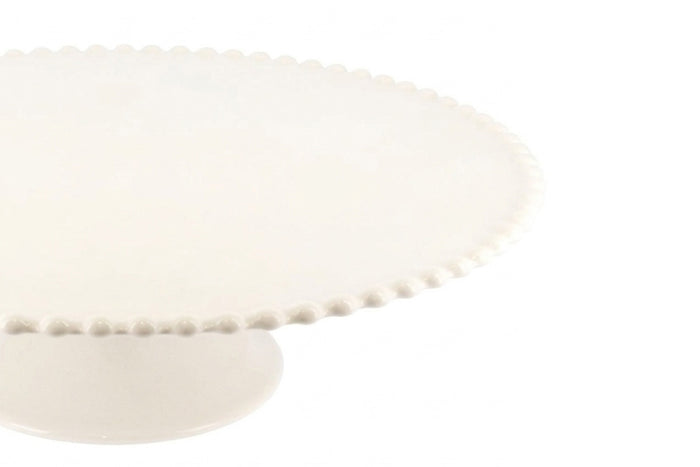Présentoir à gâteau sur pied Patisdécor en céramique avec bord perlé 31cm