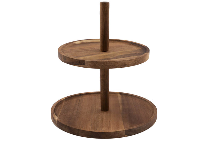 Présentoir à gâteaux Point Virgule 2 étages en bois d'acacia