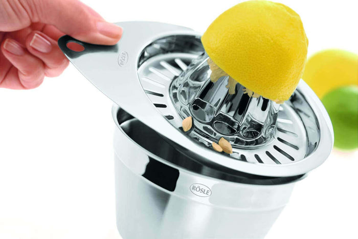 Presse-citron manuel Rösle en acier inoxydable avec réservoir