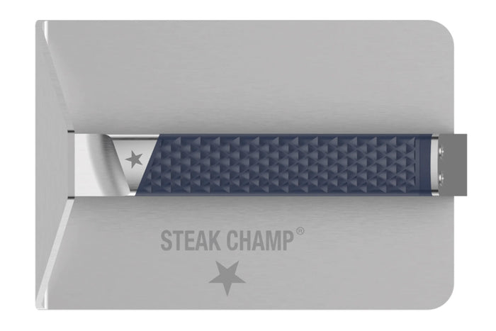 Presse pour barbecue et plancha Steak Champ en acier inoxydable 19x13x6,5cm