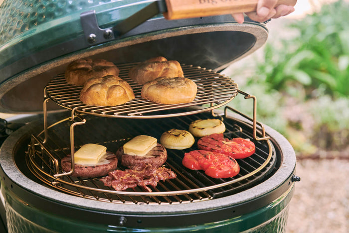 Rack multi-niveau avec grille ronde inox pour Big Green Egg Large