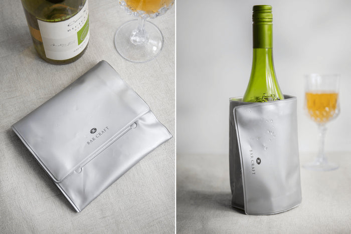Rafraîchisseur à vin BarCraft en PVC coloris argent avec fermeture velcro ajustable