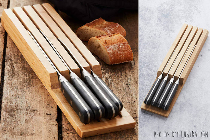 Range couteaux pour tiroir Point Virgule en bambou - 4 places