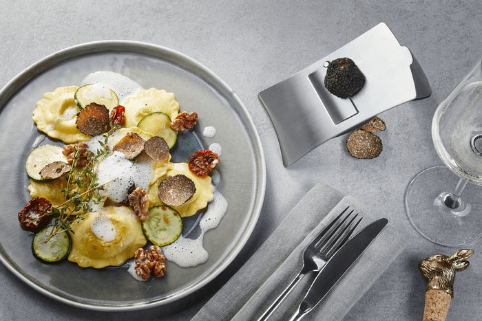 Râpe de fin gourmet Gefu Tartufolo en acier inoxydable