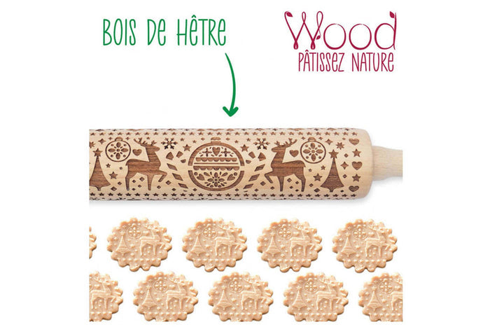 Rouleau à pâtisserie empreinte Scrapcooking Noël 39cm