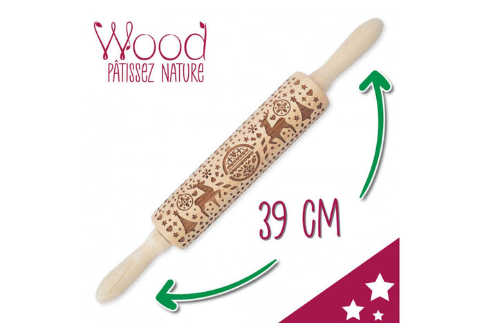 Rouleau à pâtisserie empreinte Scrapcooking Noël 39cm
