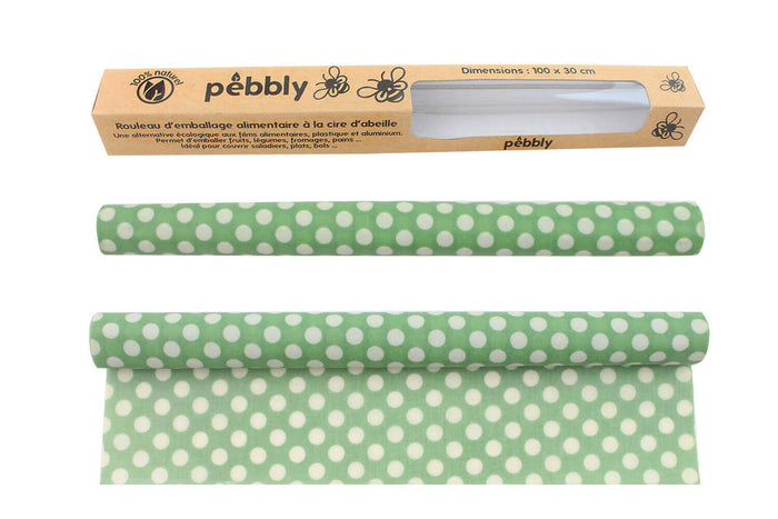 Rouleau d'emballage alimentaire à la cire d'abeille Pebbly réutilisable 1m
