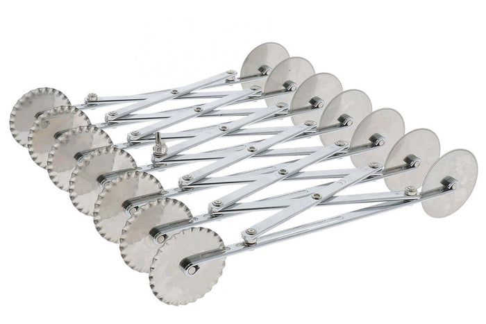 Rouleau multicoupe métal double 7 roulettes lisses et 7 roulettes cannelées acier inox