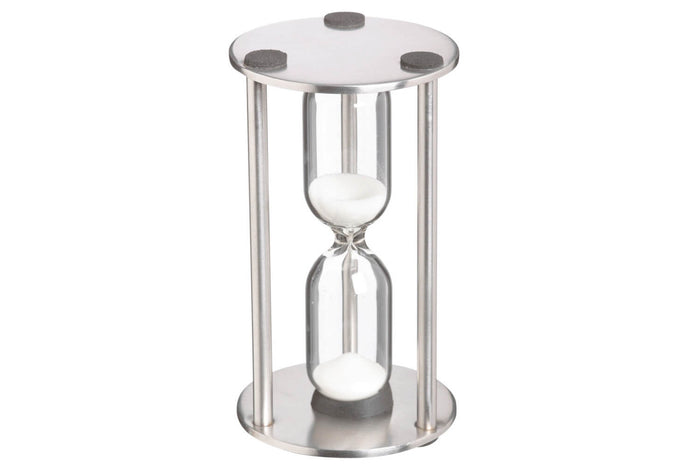 Sablier Masterclass 3 minutes en verre et acier inoxydable finition satinée