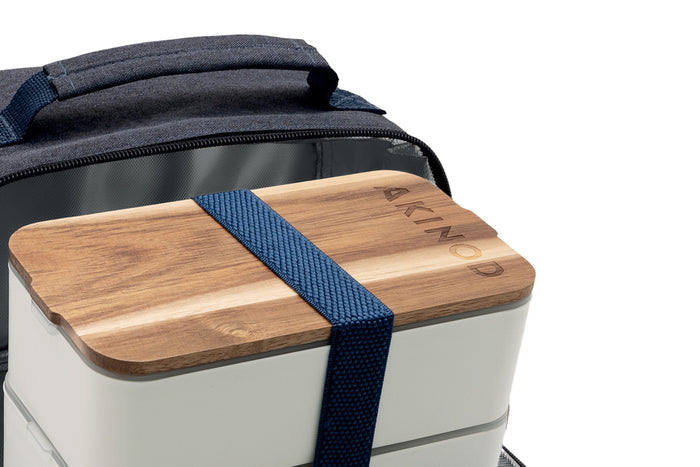 Sac isotherme Akinod 11:58 bleu jeans + Bento blanc 1,4L