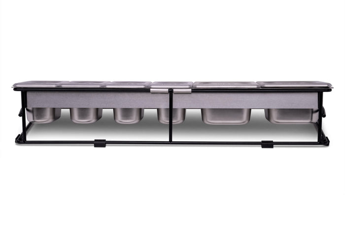 Saladette Ooni inox + 6 bacs à garnitures pour pizzas avec couvercles