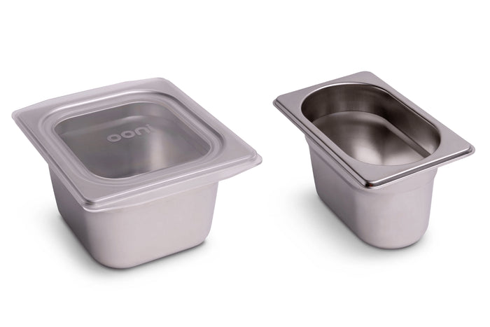Saladette Ooni inox + 6 bacs à garnitures pour pizzas avec couvercles