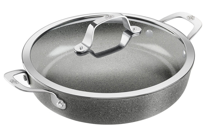 Sauteuse antiadhésive Ballarini Salina 28cm 2 poignées et couvercle en verre