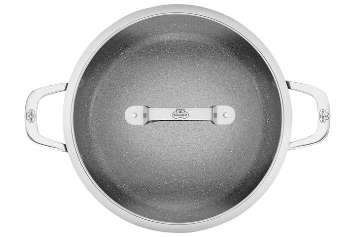 Sauteuse antiadhésive Ballarini Salina 28cm 2 poignées et couvercle en verre