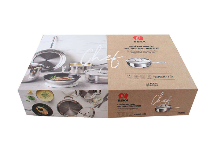 Sauteuse Beka Chef en inox avec couvercle 24cm