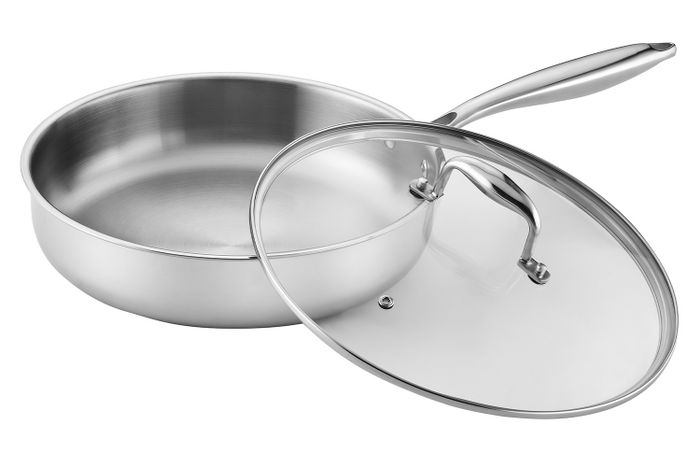 Sauteuse Pradel Excellence Lumia en inox avec couvercle en verre - 28cm