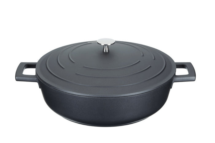 Sauteuse ronde MasterClass compatible induction en fonte d'aluminium noir 4L