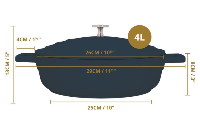 Sauteuse ronde MasterClass compatible induction en fonte d'aluminium noir 4L