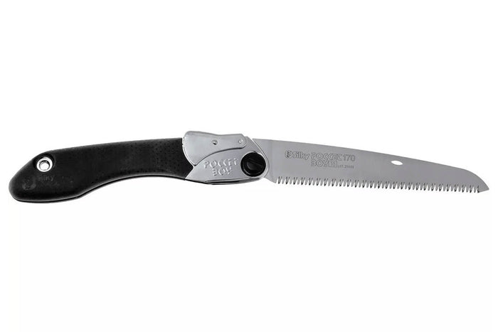 Scie pliante d'élagage Silky Pocketboy 340-17 lame droite manche caoutchouc noir 20cm