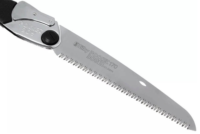Scie pliante d'élagage Silky Pocketboy 340-17 lame droite manche caoutchouc noir 20cm