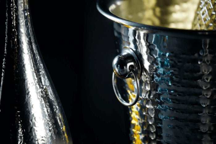 Seau à vin mousseux et à champagne Barcraft en acier inoxydable martelé