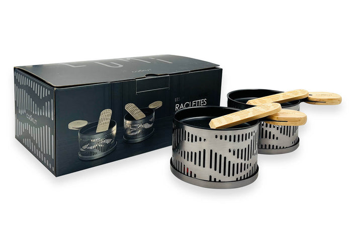 Service à raclette à la bougie Cookut Lumi Les Plus Brillantes services poêlons et spatules pour 2 - Argent onyx