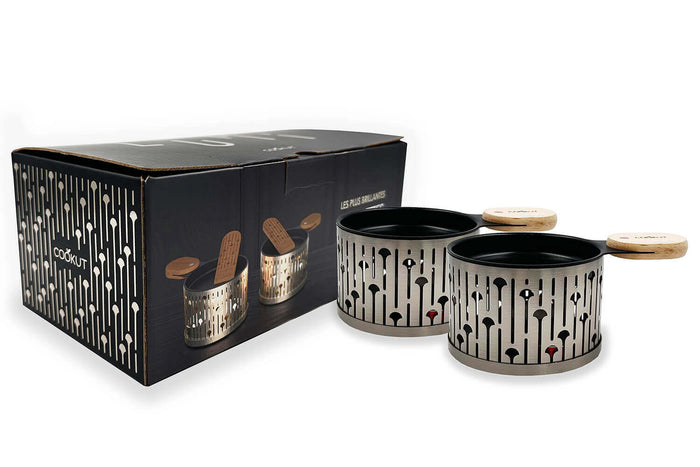 Service à raclette à la bougie Cookut Lumi Les Plus Brillantes services poêlons et spatules pour 2 - Champagne