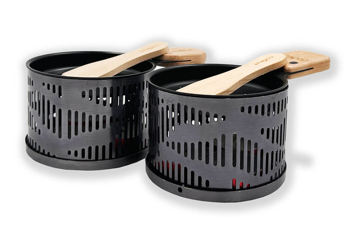 Service à raclette à la bougie Cookut Lumi Les Plus Brillantes services poêlons et spatules pour 2 - Argent onyx