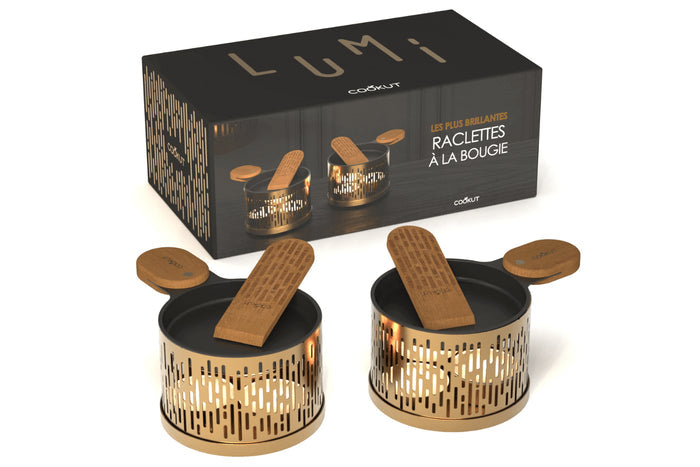 Service à raclette à la bougie Cookut Lumi Les Plus Brillantes services poêlons et spatules pour 2 - Or