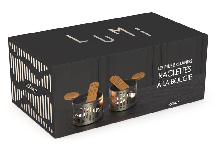 Service à raclette à la bougie Cookut Lumi Les Plus Brillantes services poêlons et spatules pour 2 - Argent onyx