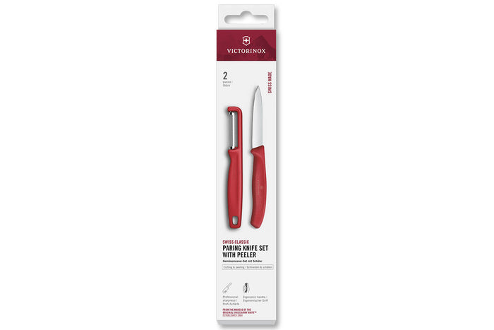 Set 1 couteau + 1 éplucheur Victorinox SwissClassic rouge