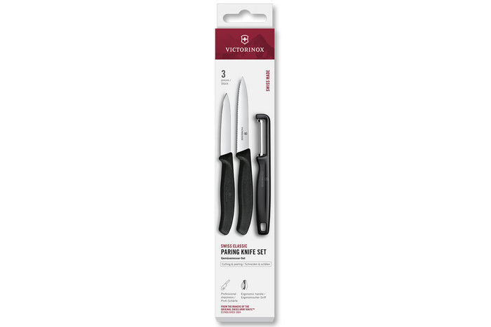 Set 2 couteaux + 1 éplucheur Victorinox SwissClassic noir