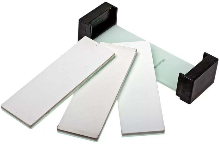 Set 3 pierres à aiguiser japonaises Shapton Glass Stone 50408 grains 500, 2000 et 16000 + support