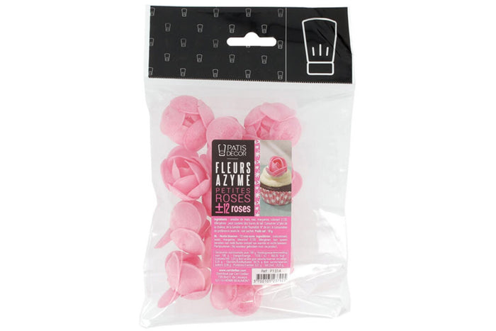 Set de 12 petites roses Patisdécor roses en azyme