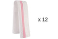 Set de 12 torchons Robur Taoste 70x50cm blanc et rose 100% coton