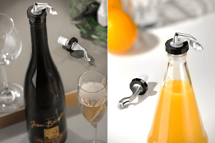 Set de 2 bouchons de bouteille Gefu Botelo en acier inox et polymère