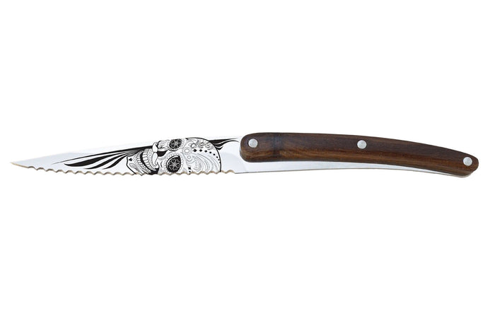 Set de 2 couteaux d'office Deejo Office Dandy et Latino manche en bois d'olivier et bois corail 9cm